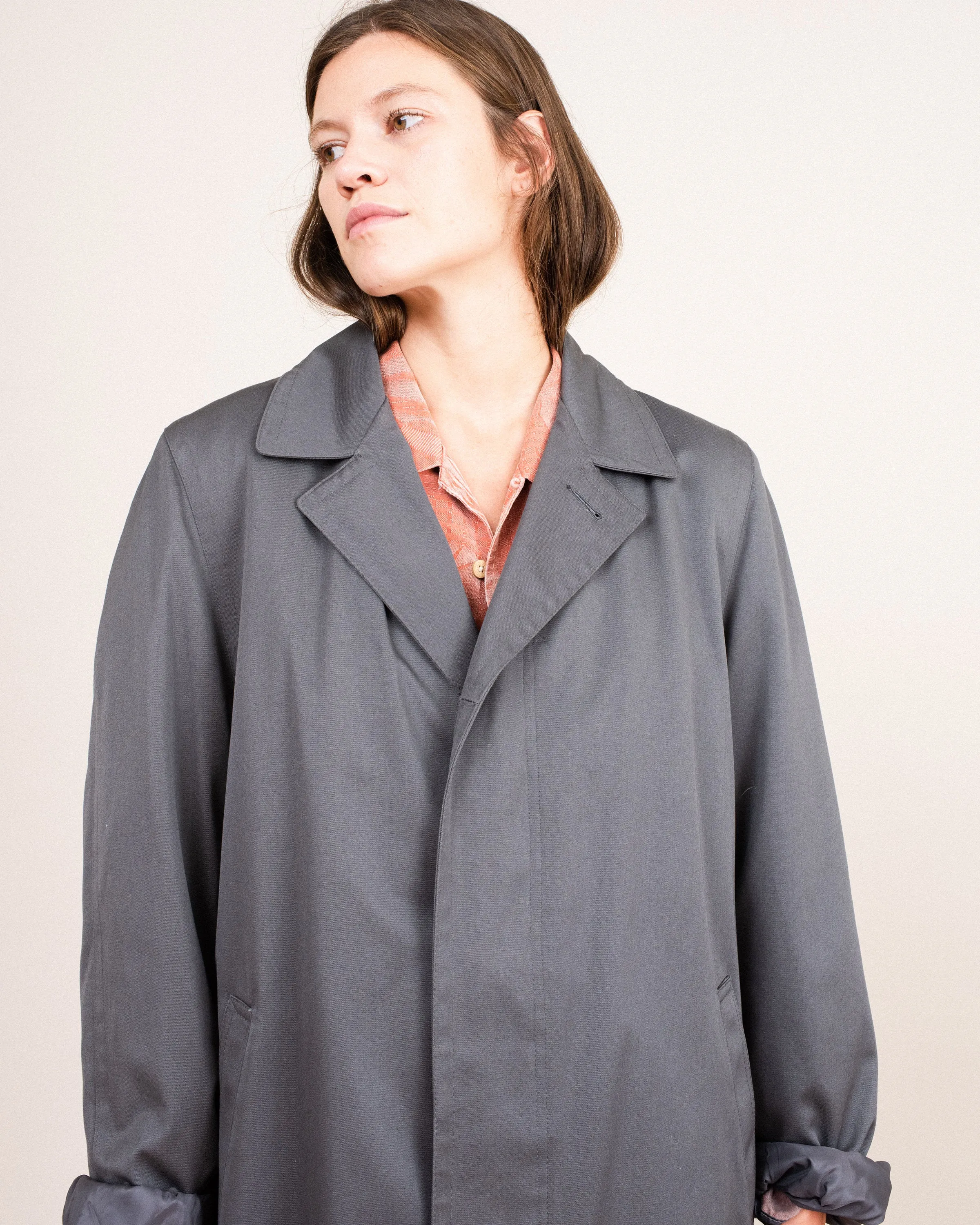 Vintage Blue Grey Trench Coat (S/M)