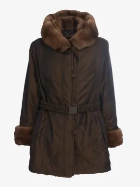 Vintage Coat In Technical Fabric And Fur