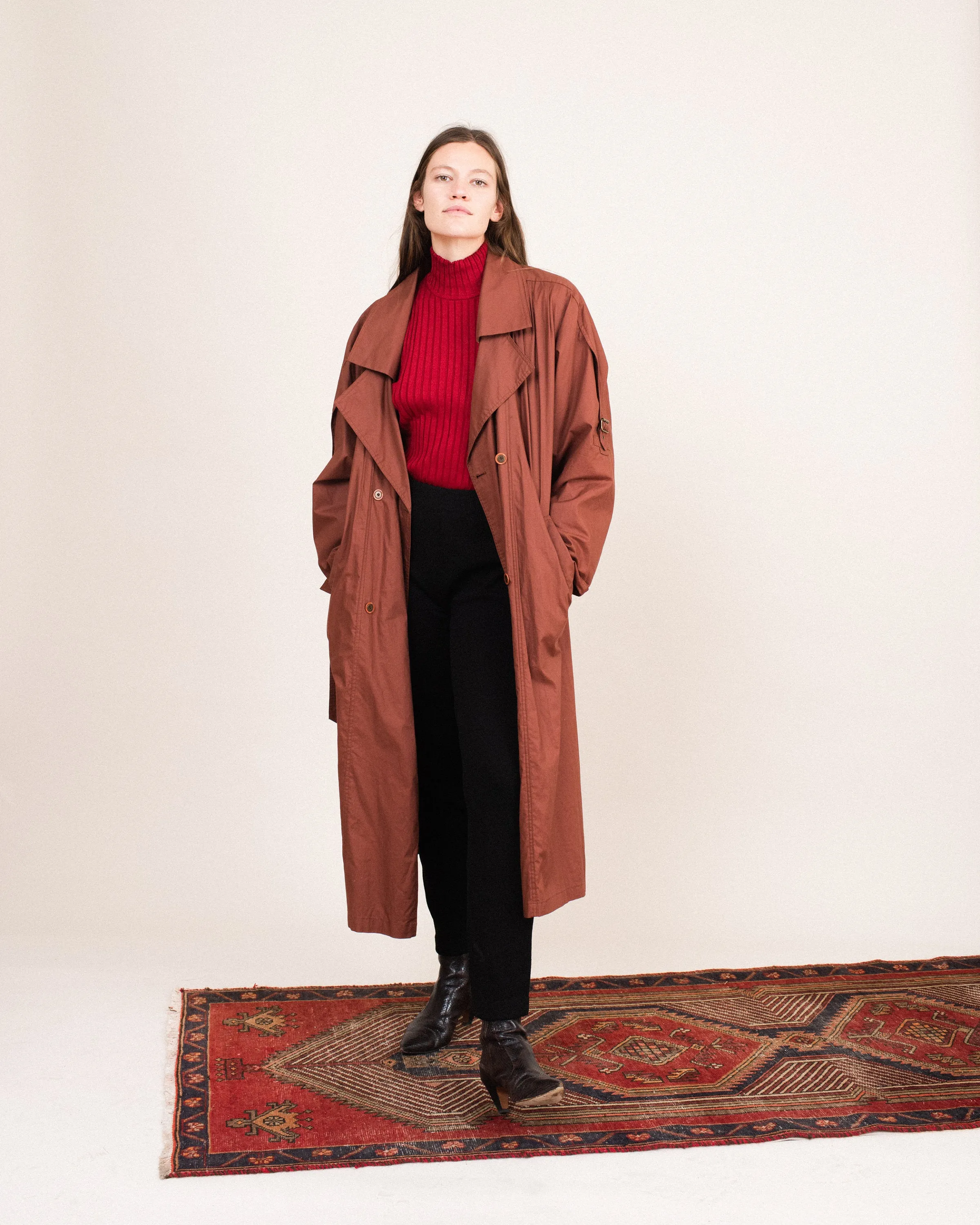 Vintage Oversized Rust Trench Coat (S/M)