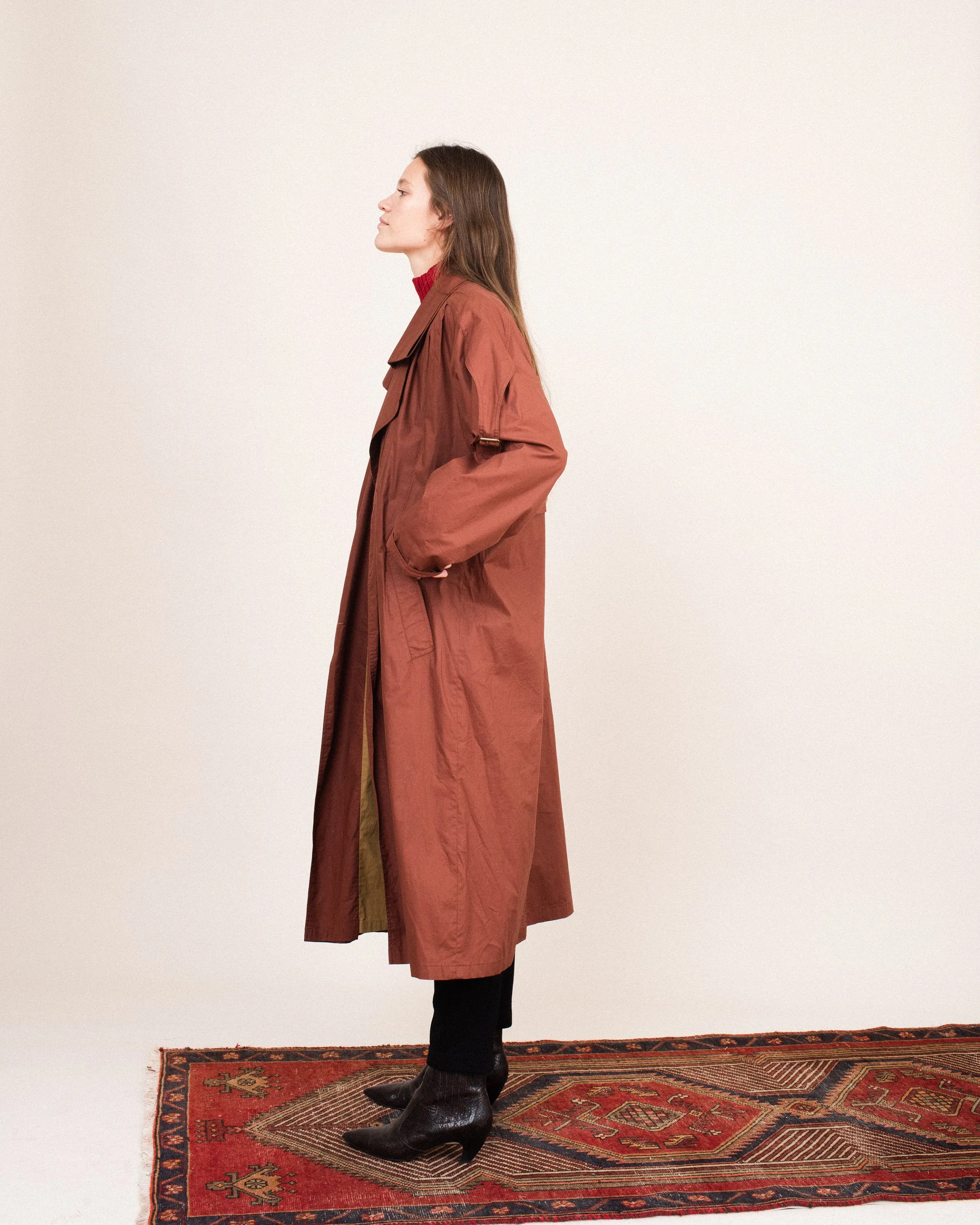 Vintage Oversized Rust Trench Coat (S/M)