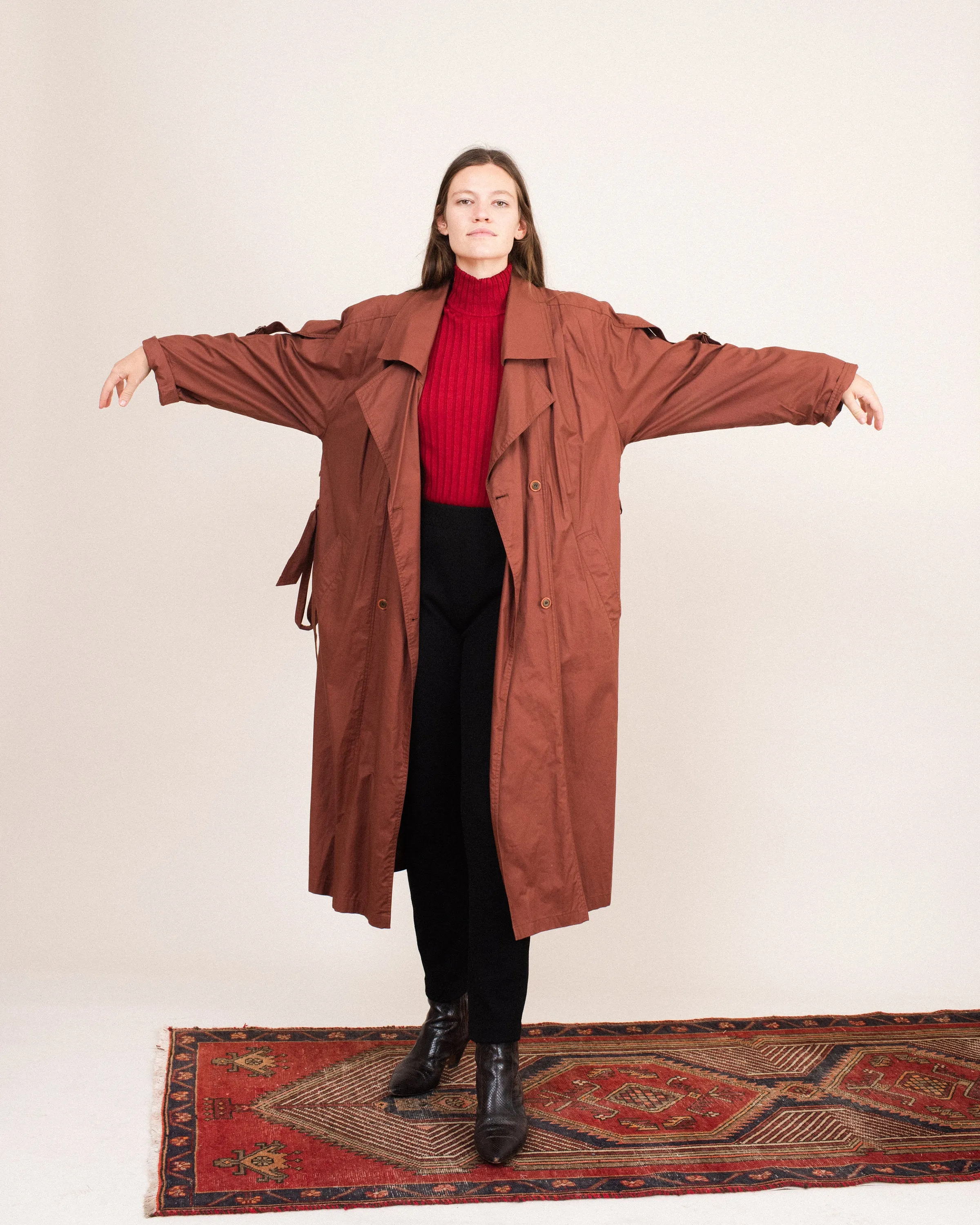 Vintage Oversized Rust Trench Coat (S/M)