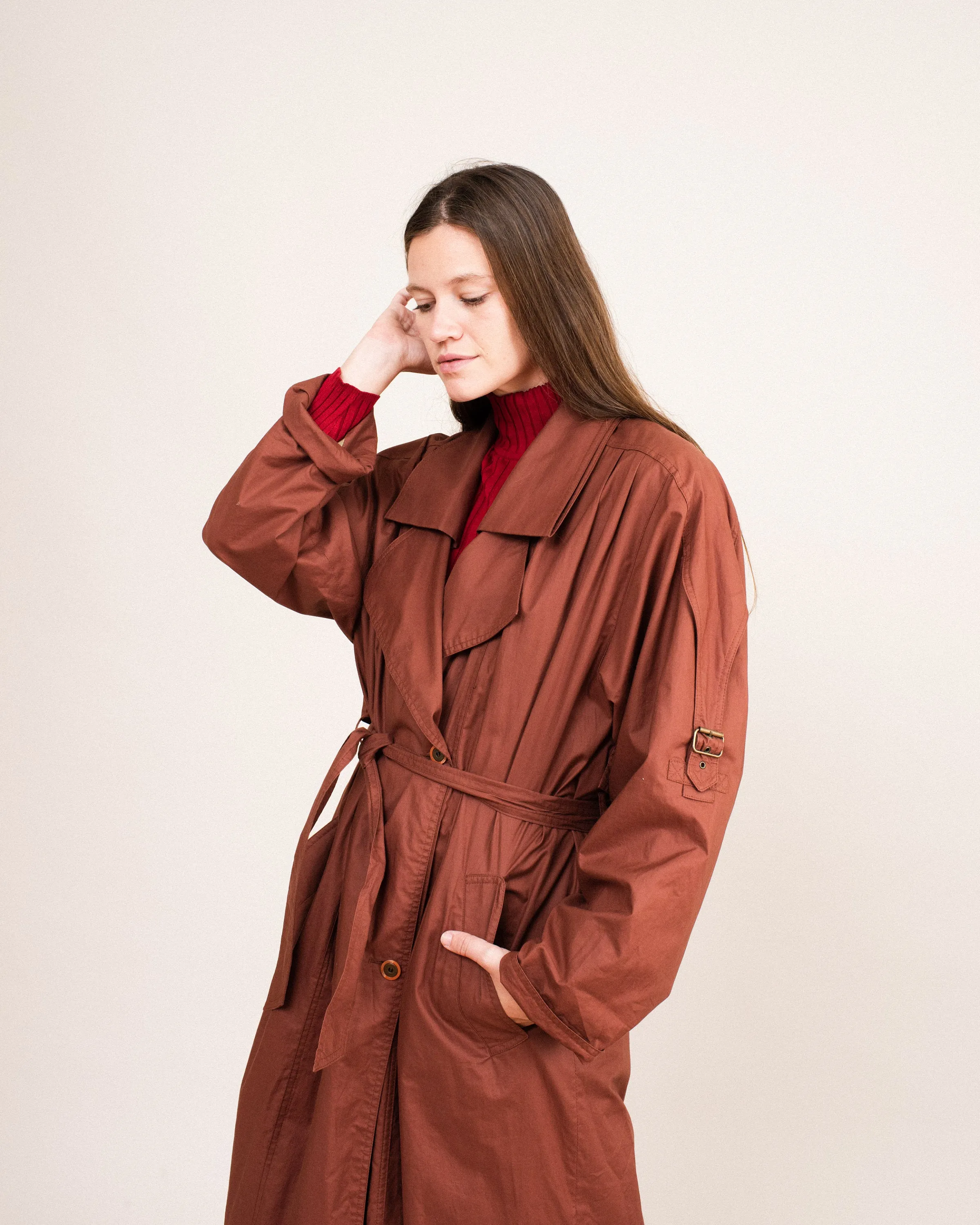 Vintage Oversized Rust Trench Coat (S/M)