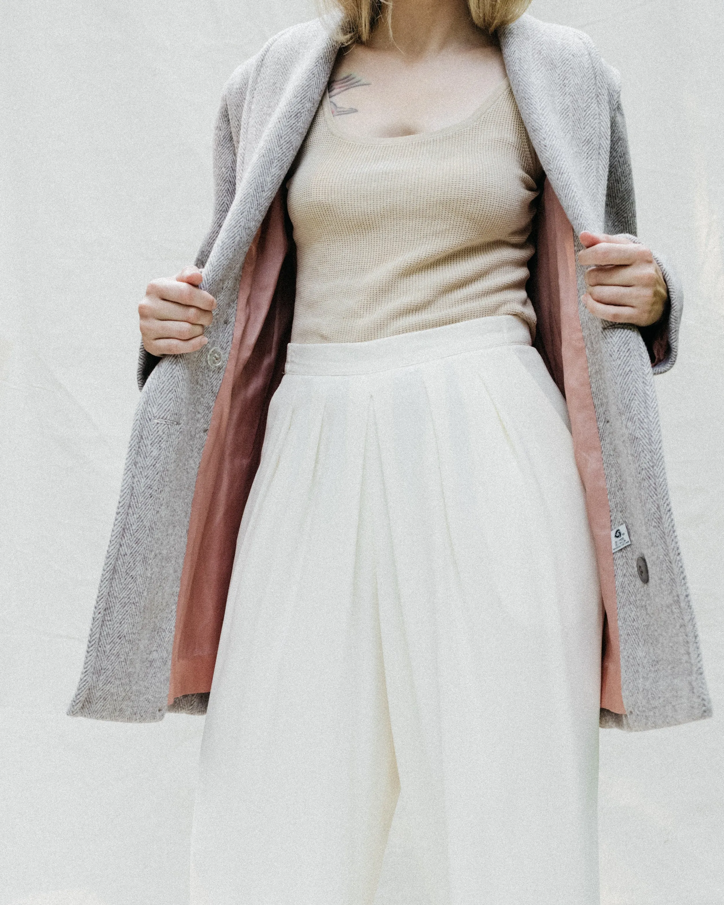 Vintage Sand Herringbone Short Coat (S/M)