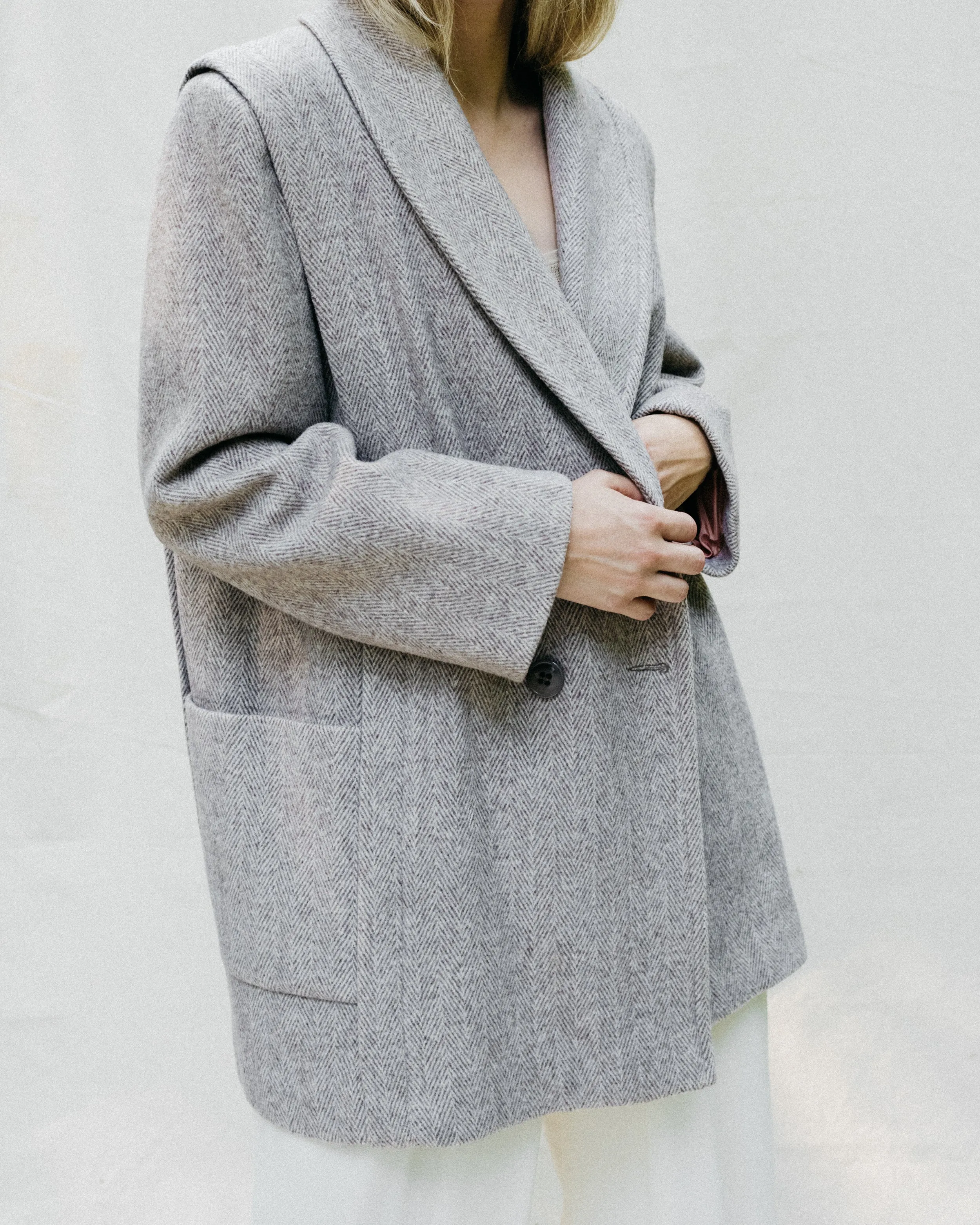 Vintage Sand Herringbone Short Coat (S/M)