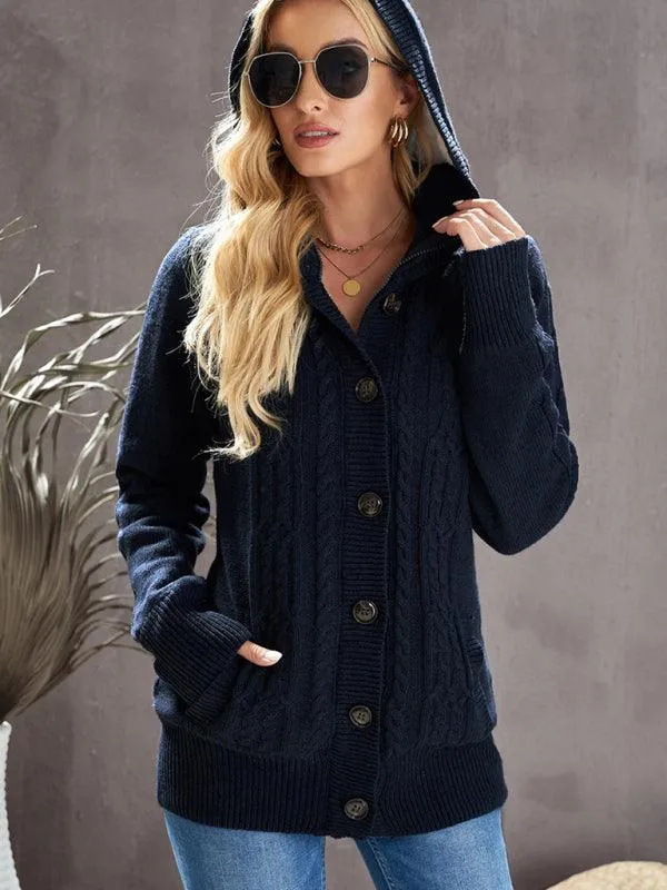 Warm Casual Hooded Cardigan Sweater