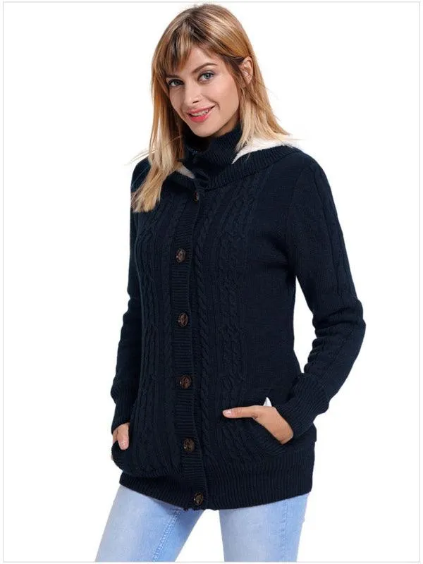 Warm Casual Hooded Cardigan Sweater