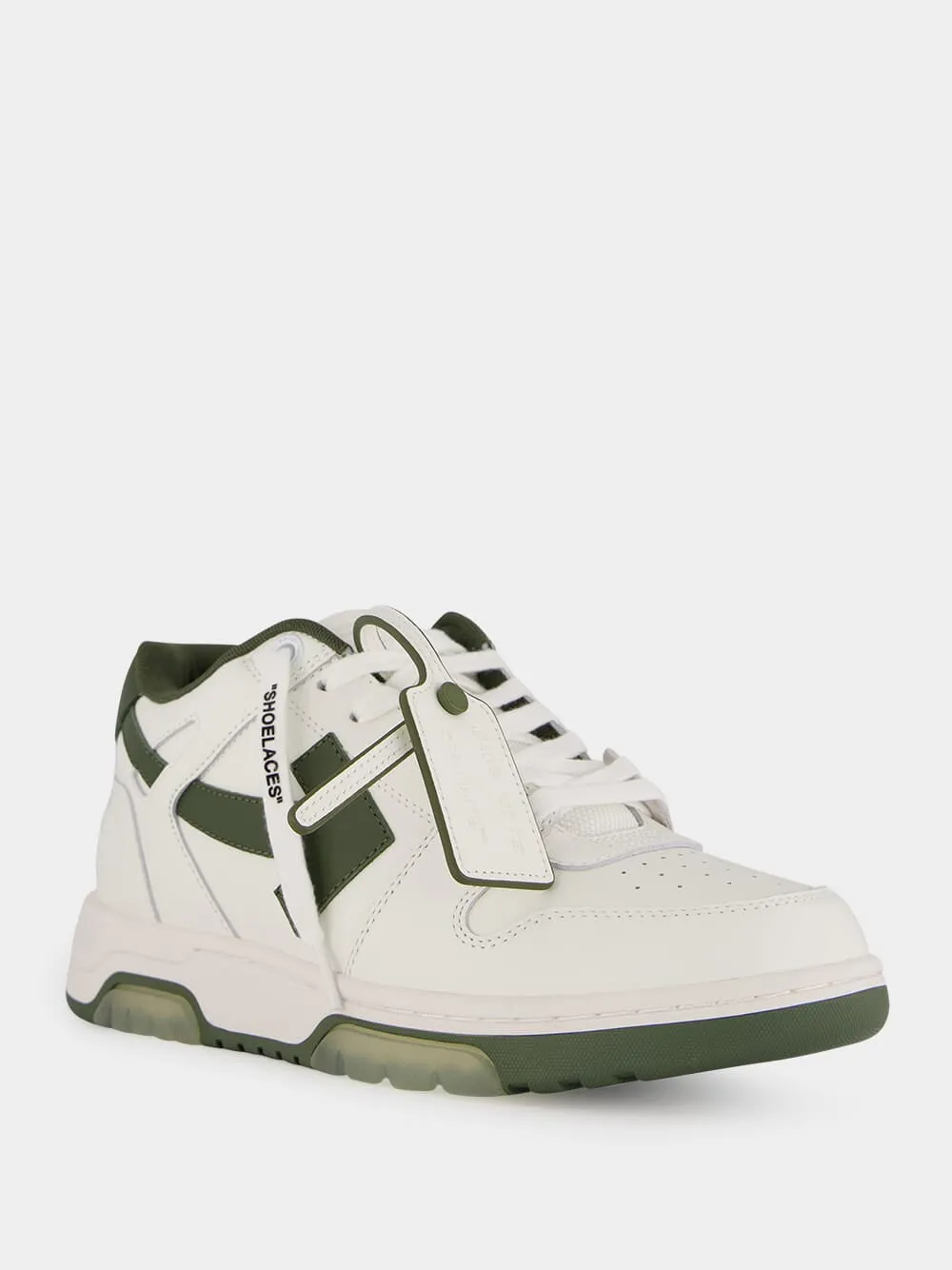 White and Olive Green Out Of Office Sneakers