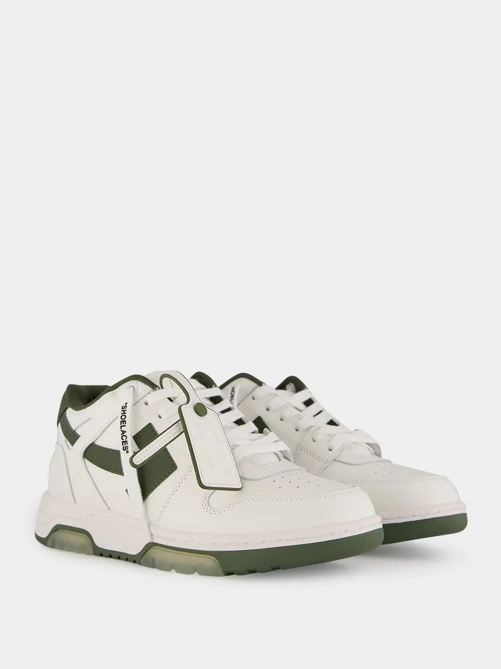 White and Olive Green Out Of Office Sneakers