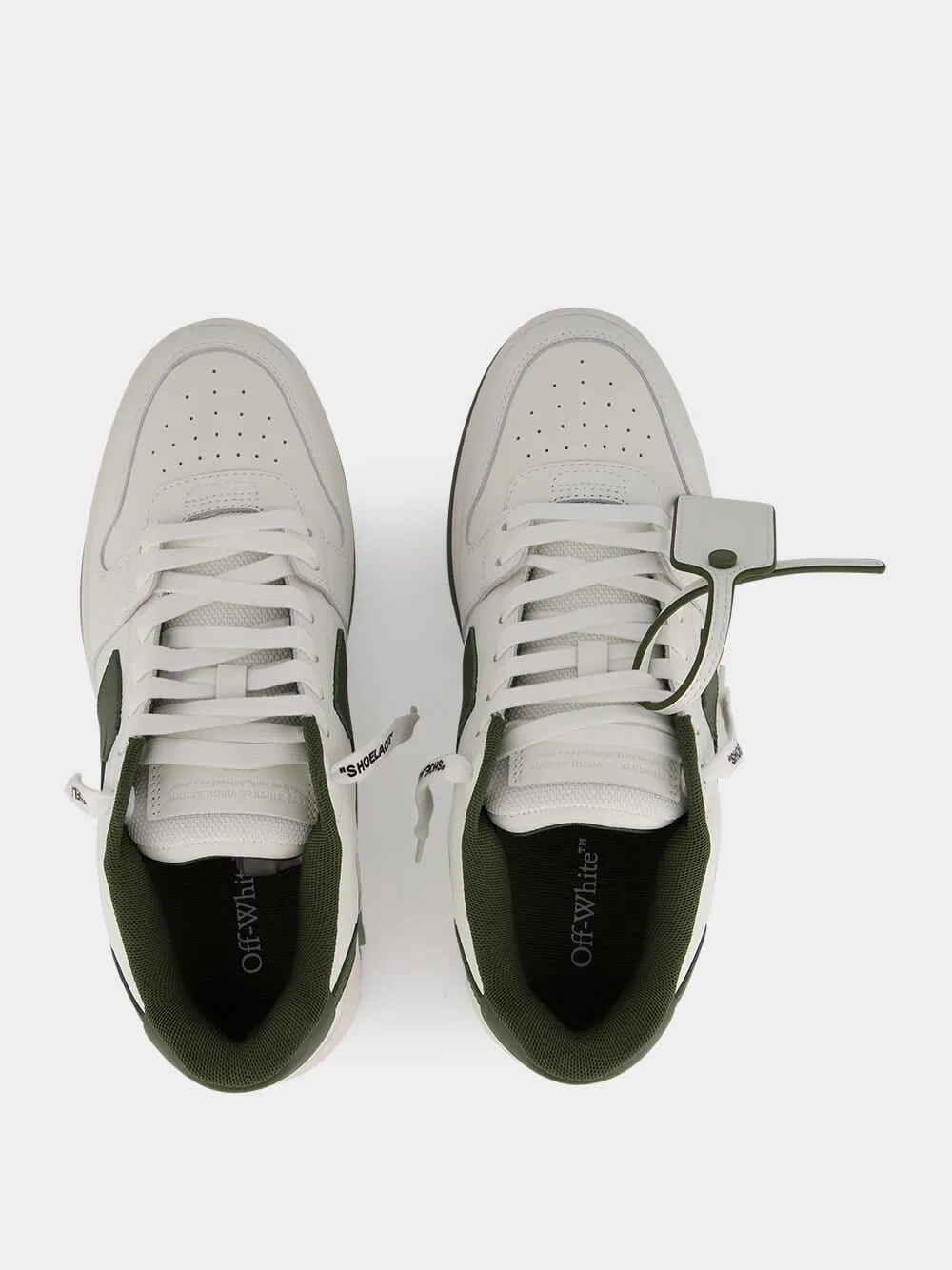 White and Olive Green Out Of Office Sneakers