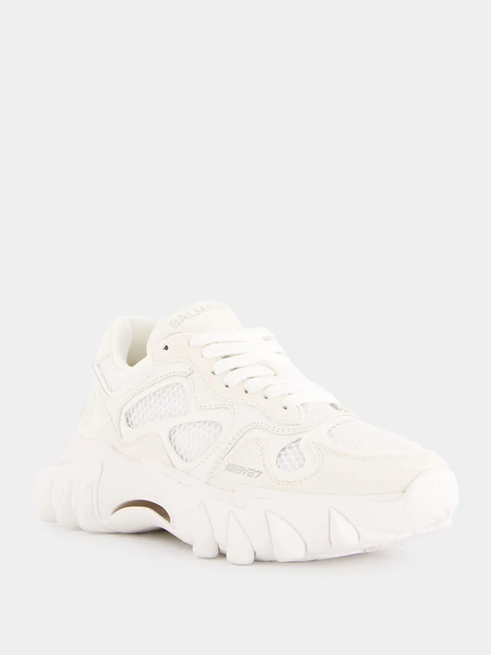 White B-East Leather And Suede Sneakers