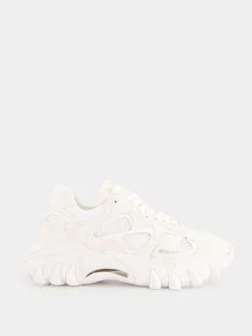 White B-East Leather And Suede Sneakers