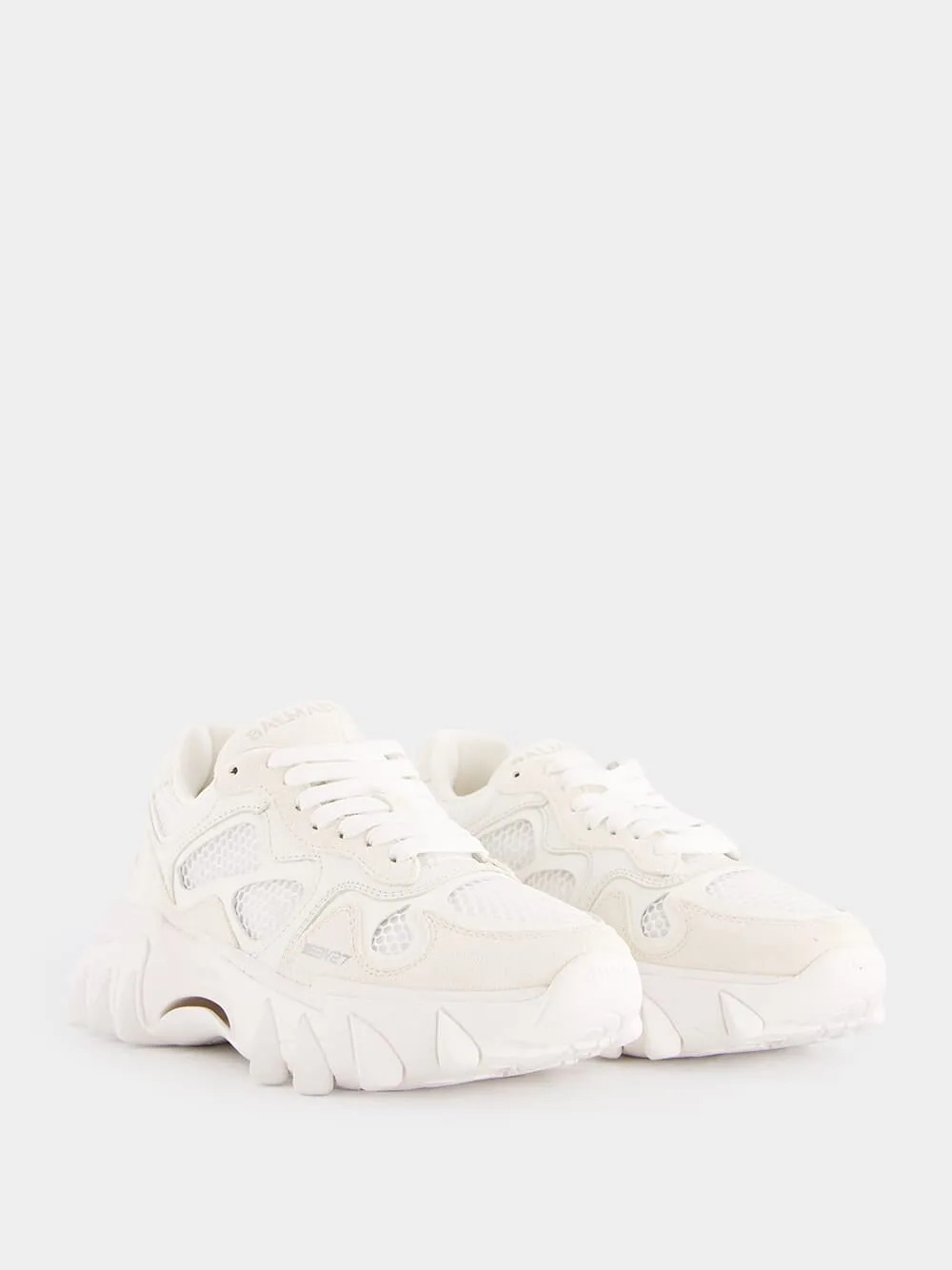 White B-East Leather And Suede Sneakers