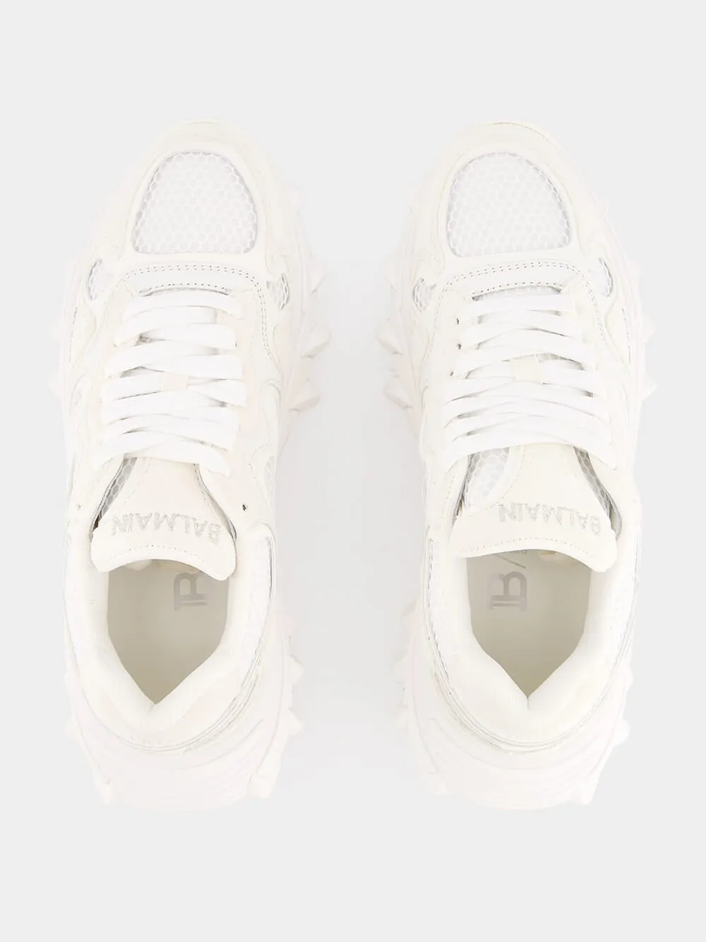 White B-East Leather And Suede Sneakers