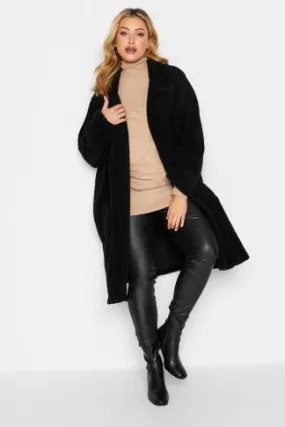 YOURS Curve Black Longline Faux Fur Coat