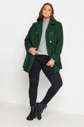 YOURS Curve Forest Green Collared Formal Coat