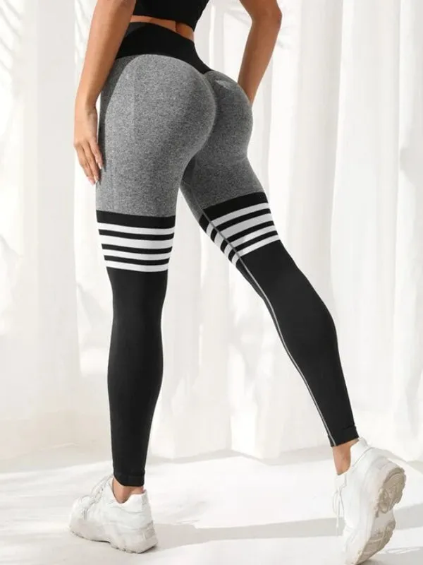 ZASUWA Female Contrast Color Stripes Quick-dry Seamless Leggings