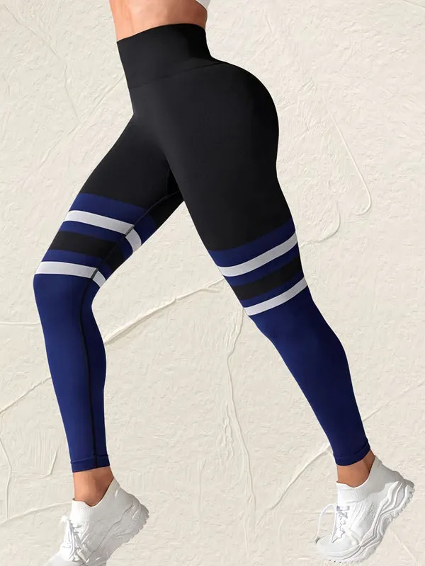 ZASUWA Female Contrast Color Stripes Quick-dry Seamless Leggings