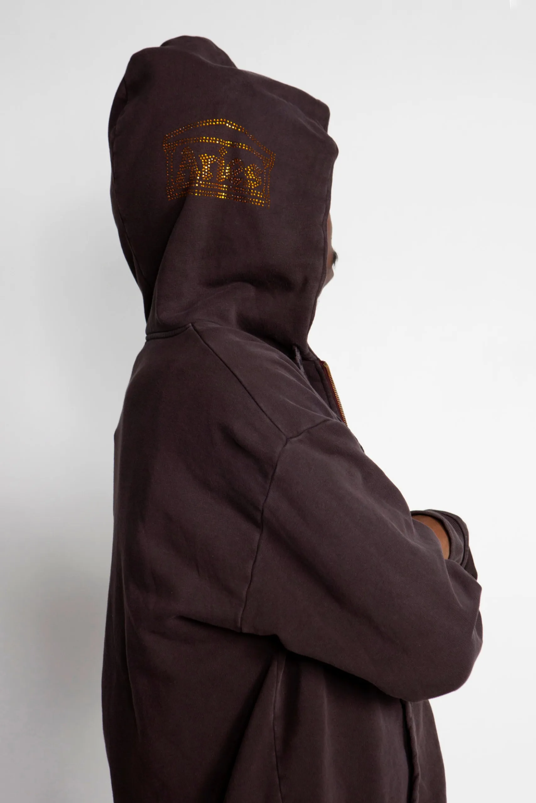 Zip Through Aged Gothic Hoodie